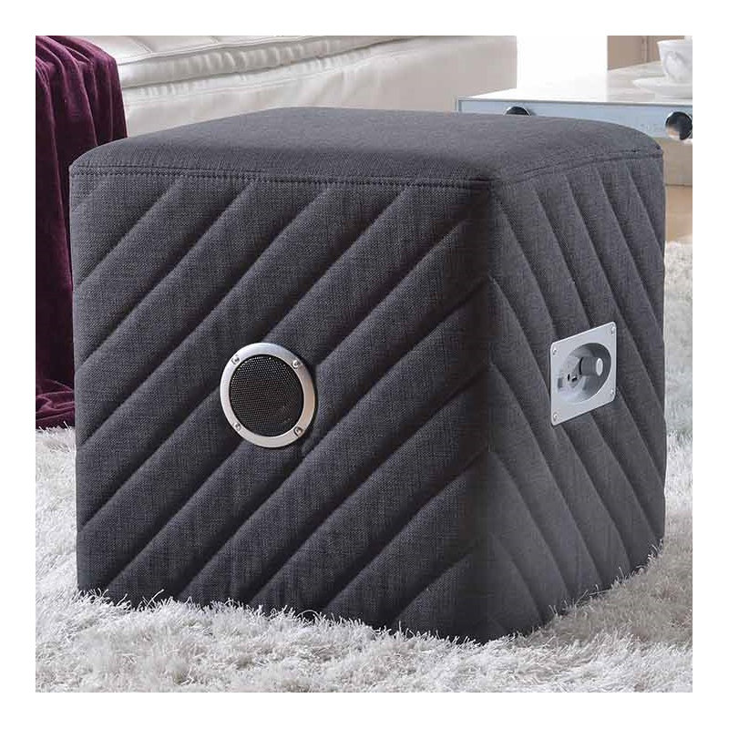 Jo Upholstered Ottoman, Gray Polyester Blend