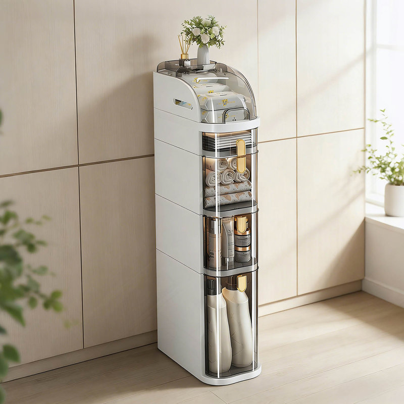 Bathroom Floor Cabinet, 5-Tier Narrow Bathroom Storage Cabinet For Small Space