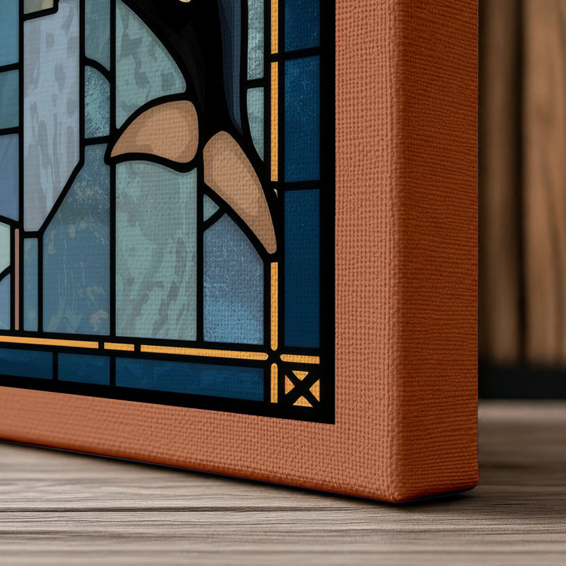 Stained Glass Orca Geometric - Wrapped Canvas, 36x24 - 91.4 x 61.0 cm, Terracotta Border