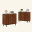 Commode à 3 tiroirs cannelée, commode haute de style Mid-Century avec design rainuré vertical, armoire de rangement en bois massif avec poignées en métal pour le salon de la chambre à coucher