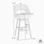 Tabouret tournant en bois massif avec siège en tissu Watanabe-1786704460-1786704461-1805014075