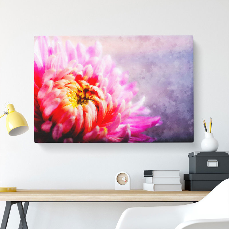 Pink Chrysanthemum Flower - Wrapped Canvas, 40cm H x 60cm W x 3cm D