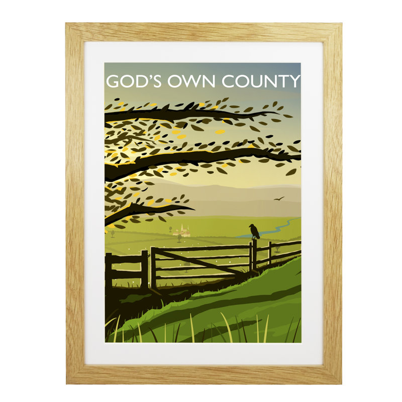 Gods Own County by Richard O'Neil - Print, Oak Wood Frame, 43.5 cm H x 33.5 cm W x 2.2 cm D
