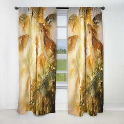 Gambier - Rideau palmiers - Rideau floral occultant en velours - 1 panneau