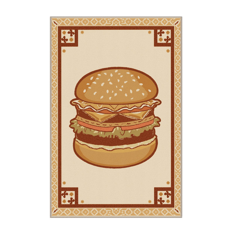 Machine Washable Easton Hamburger Casual Moroccan Rug in Beige – Beige Binding, 5x8