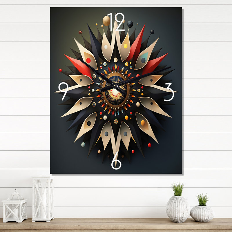 Horloge murale moderne géométrique mystique I - Mystic Wisdom, H 32 po x l 24 po x P 1 po