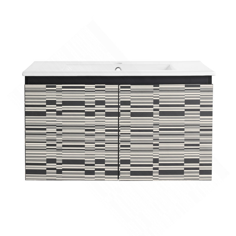 Ensemble de meuble-lavabo mural flottant 30 po avec lavabo en céramique et porte d'armoire à fermeture en douceur