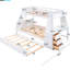 Lit superposé simple au-dessus d'un lit double avec lit gigogne et bureau blanc - Maximisez l'espace dans votre chambre à coucher pour créer un endroit confortable pour dormir-7568263