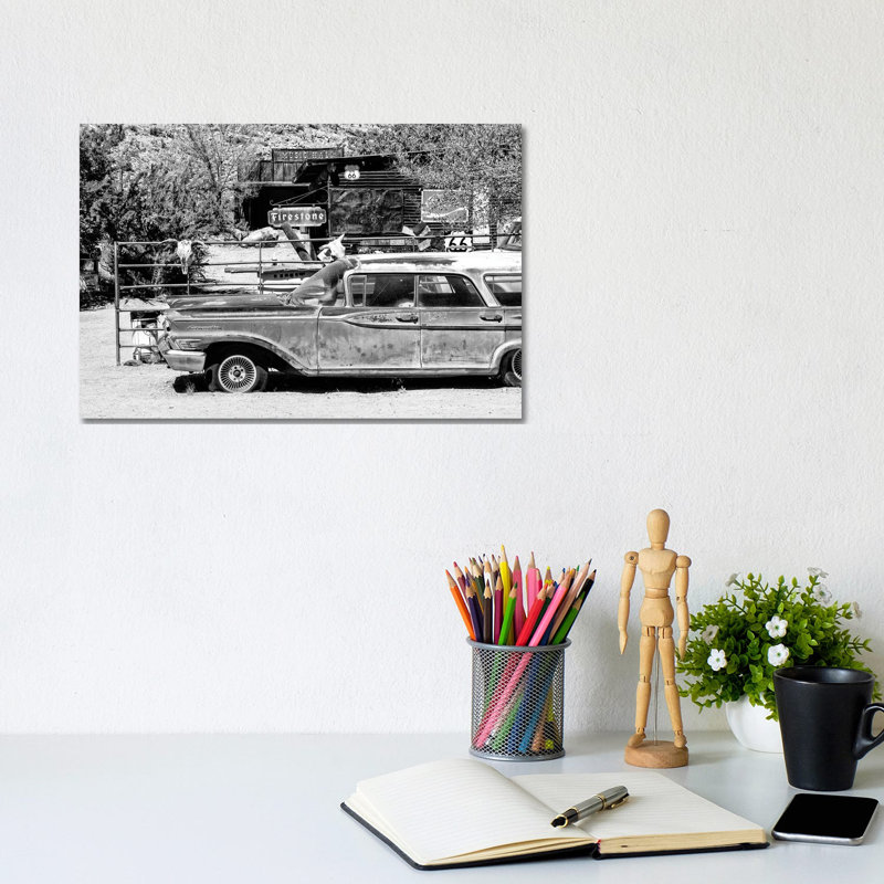 Black Arizona Series - Route 66 Old Car by Philippe Hugonnard - Wrapped Canvas Print, 20.32 cm H x 30.48 cm W