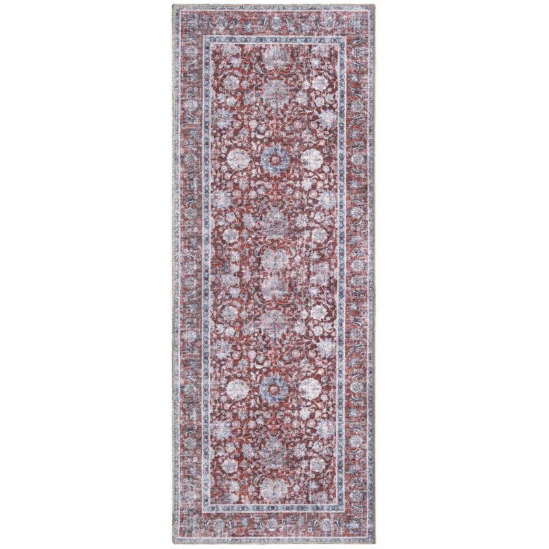 Contemporary Hukill Runner Rug Antique Red Color, Runner 2' x 5'1"