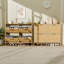 Armoire à chaussures rustique avec porte de grange avec 4 tiroirs rabattables, organisateur de vestibule mince en chêne clair, parfait pour le salon et le couloir-840679361