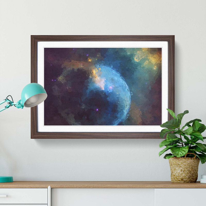 Out of Space Vol.44 in Abstract - Picture Frame Graphic Art Print, 48cm H x 65cm W x 2cm D, Walnut Framed