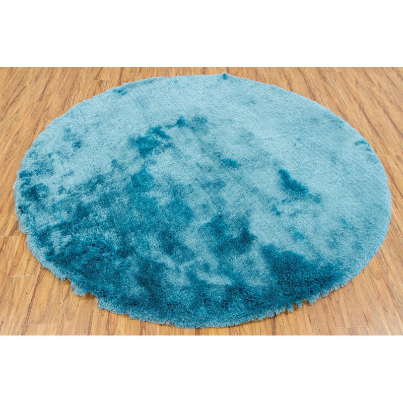 Tapis à poil long contemporain tissé à la main Everly Quinn Kinclair, Rond 7 pi 9 po