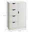 Armoire de rangement avec 4 tiroirs et porte pour salle de bain, style bois blanc, panneau de particules, sécurité de sécurité, porte d'apparence moderne, finition, structure de panneau de particules, mobilier de style