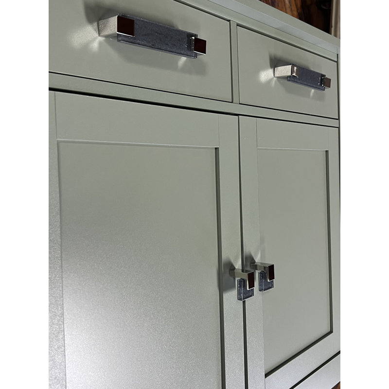 Poignée d'armoire décorative en verre gris ardoise Affinity 5,625 "CTC Affinity, Nickel poli / gris ardoise