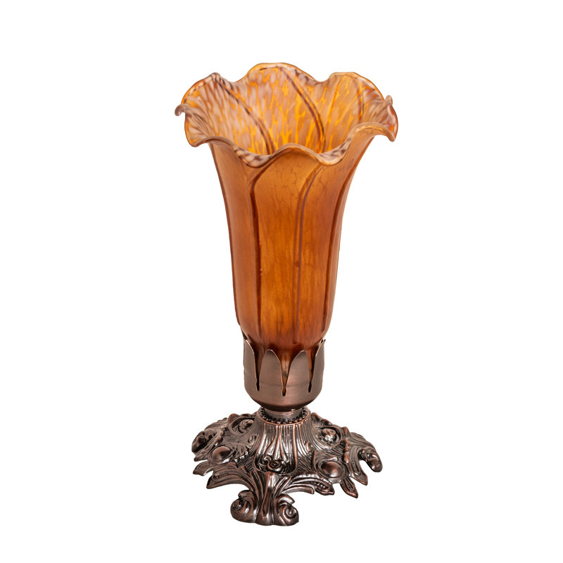 8" High Amber Pond Lily Victorian Mini Lamp