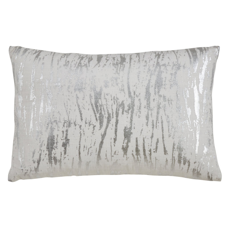 Silver and Gold Distressed Foil Print Cotton Lumbar Pillow