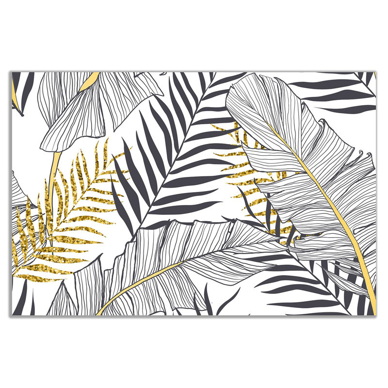 Exotic Tropical Jungle Leaf 1 Piece Wrapped Canvas Wall Art, 31cm H x 46cm W