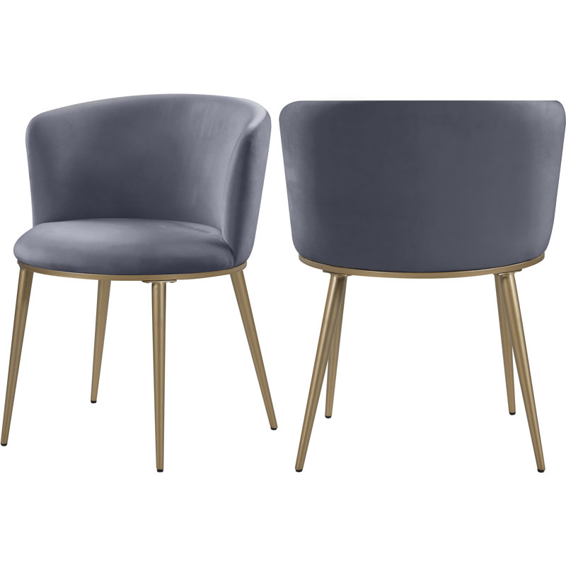 Chaise en velours Skylar, Or brossé, Velours gris