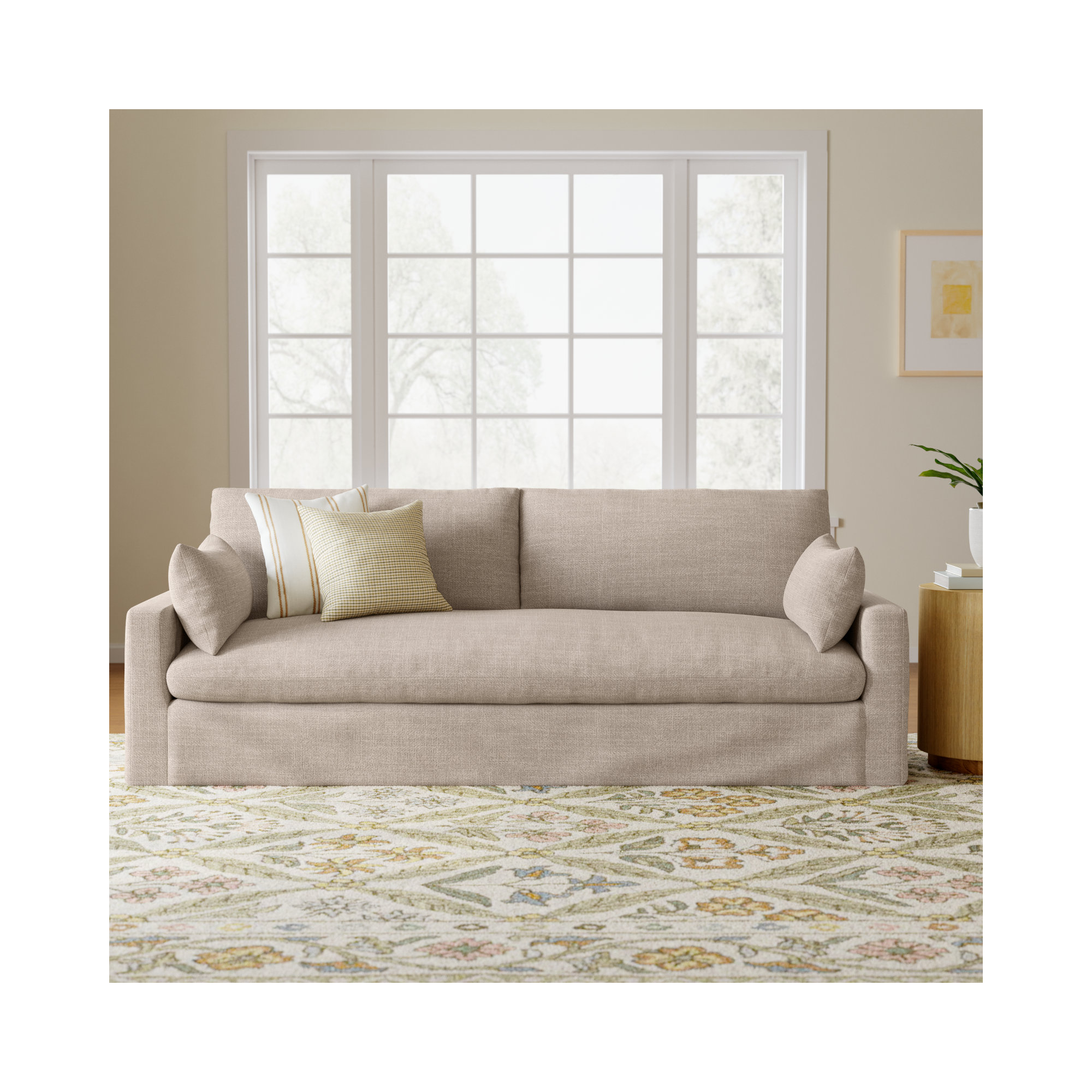 Luna 90'' Upholstered Sofa, Conversation Ivory Basketweave