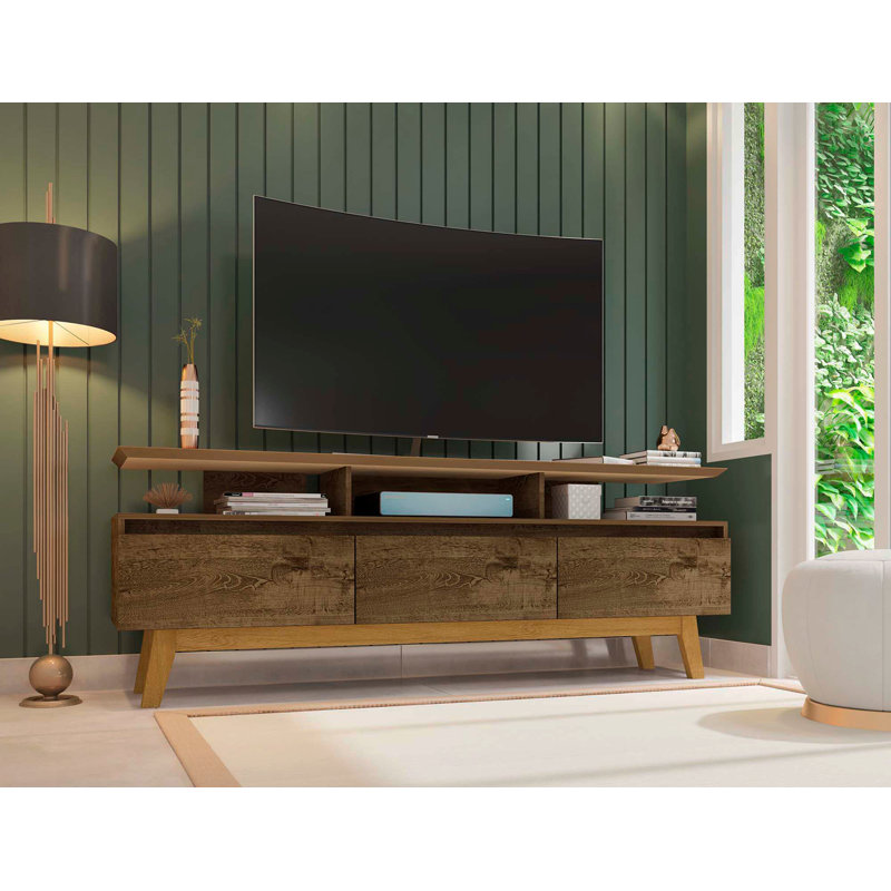 Meuble télé Yonkers, Brun rustique, H 25,79 po x l 62,99 po x P 14,76 po
