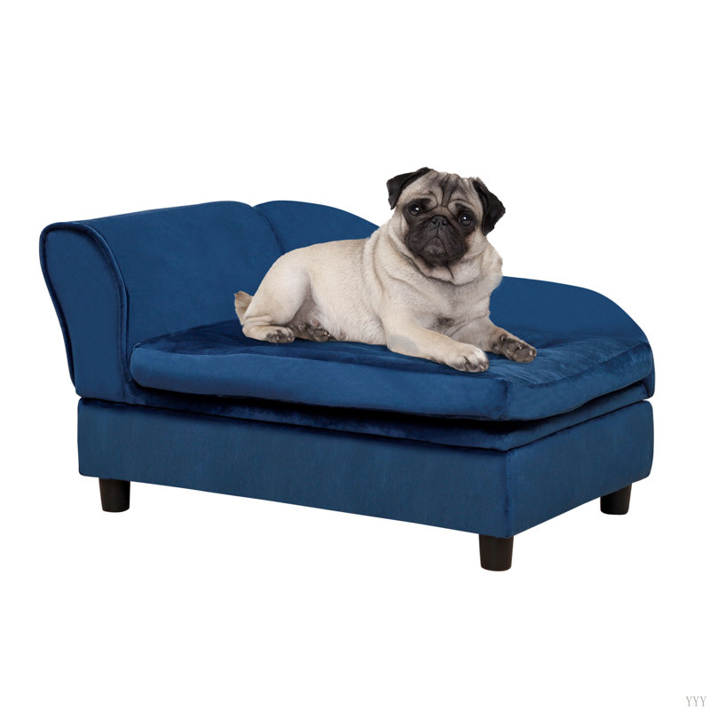 Lit de luxe pour chien avec rangement caché Pawhut, Bleu