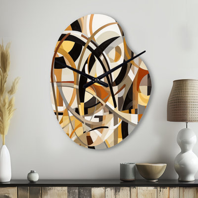 «Mid Century Artistic Transformations I», horloge murale en métal de forme irrégulière moderne Mid-Century