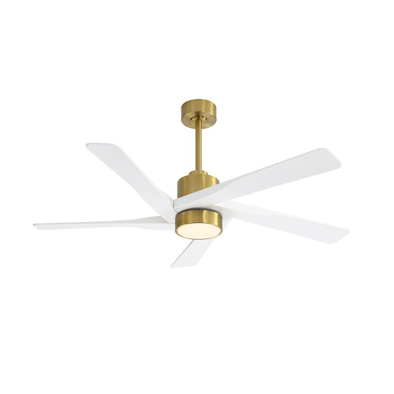Ventilateur de plafond intérieur avec lumière et télécommande, Doré, 54", Blanc