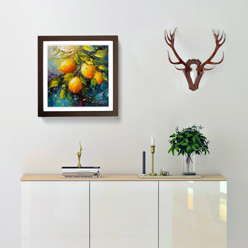 Lemon Fruit Neo-Impressionism - Framed Print, Walnut Framed