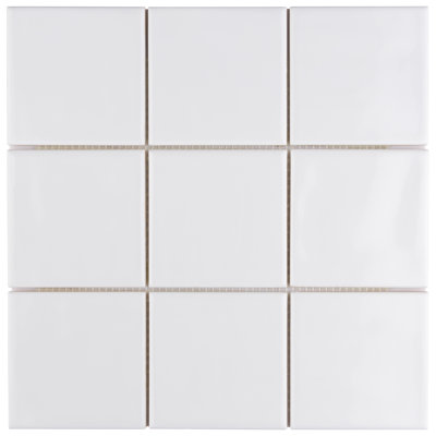 Twist 4" x 4" Ceramic Grid Mosaic Tile