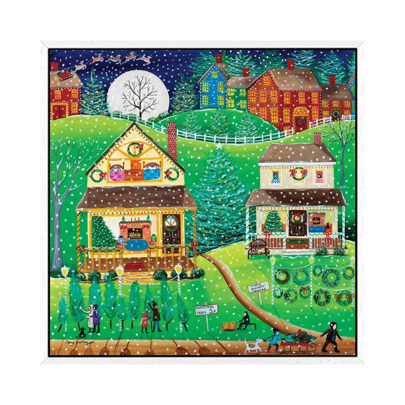 The First Snow by Cheryl Bartley - Painting on Canvas, 93.98cm H x 93.98cm W x 3.81cm D, White Framed