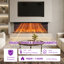 3-Sided Panoramic Electric Fireplace with 12-Color LED Flames, Recessed or Wall Mounted-1343291416