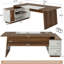 Bureau de direction en L avec armoire de rangement et tablettes, grand poste de travail moderne de style Mid-Century pour le bureau à domicile