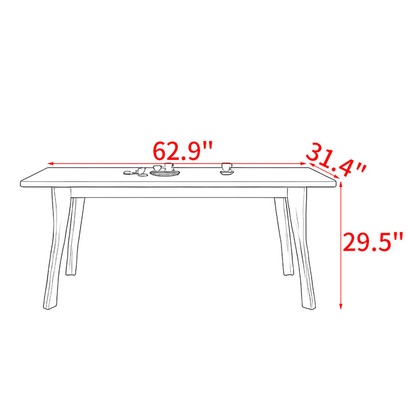 Ancient style minimal rectangular dining table, 29.5"H x 62.9"L x 31.4"W