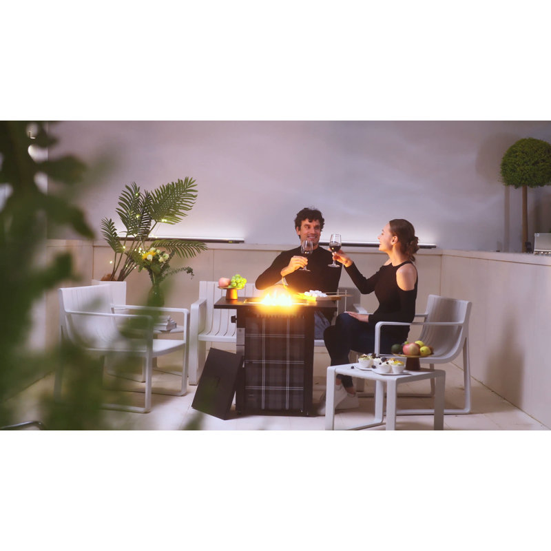 Werph 28" Black Gas Fire Pit Table with Lava Rocks