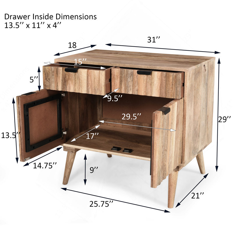 Charming Mango Wood Cabinet With Multiple Storage Options And Modern Design