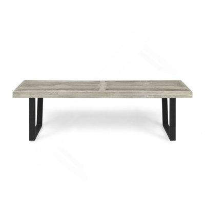 Metal/Solid Wood Outdoor Bench