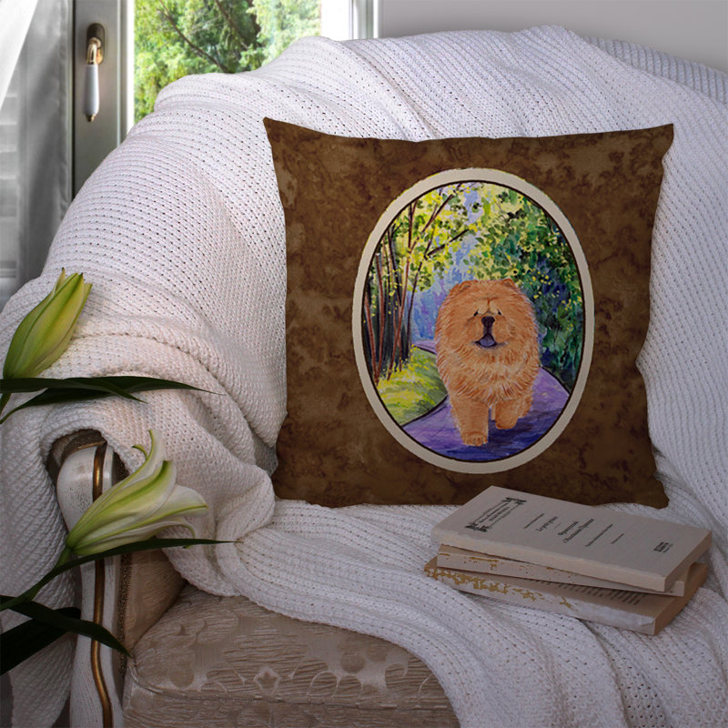 Coussin décoratif d’intérieur/d’extérieur carré imprimé chow chow