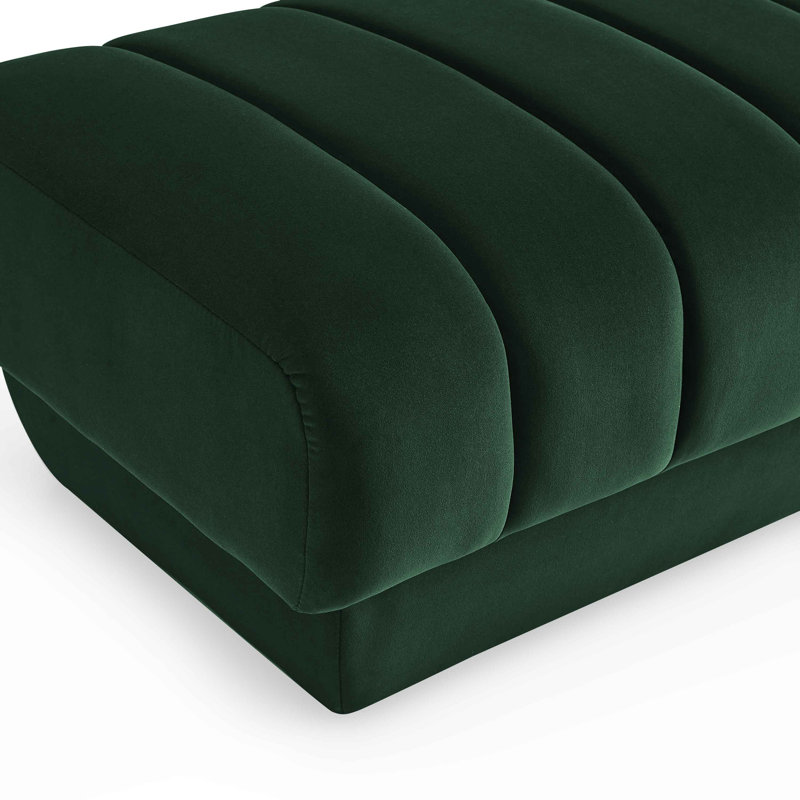 87.9Cm Wide Velvet Square Footstool Ottoman, Green Velvet