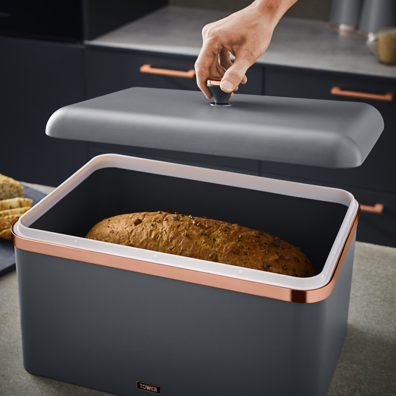 Tower Cavaletto Bread Bin and Set of 3 Canisters for Coffee/Sugar/Tea 1.5L