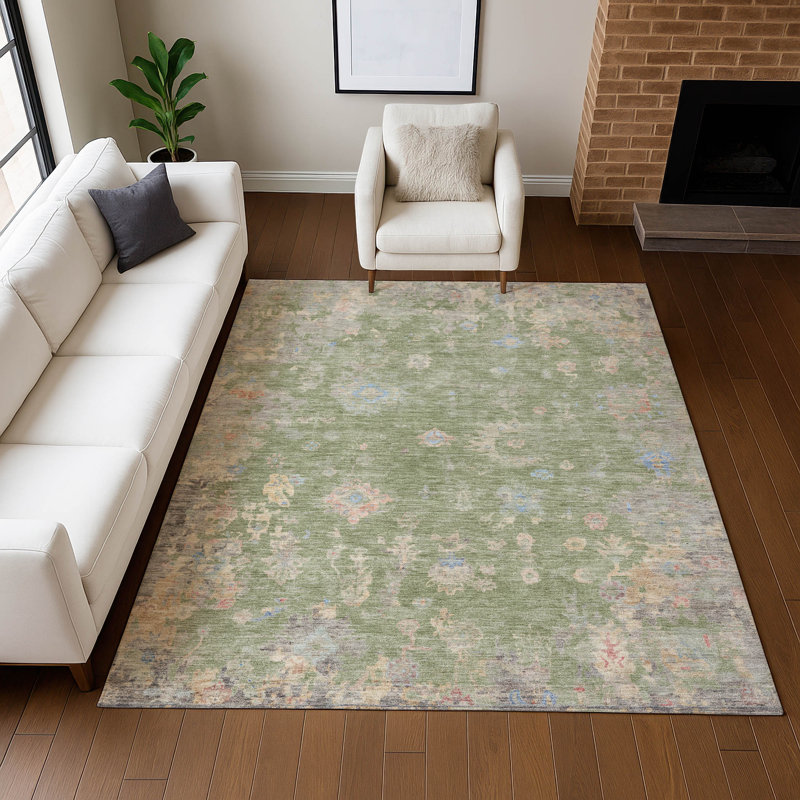 Tapis lavable à la machine de qualité supérieure Mayfield AMF2302, Aloès, 5 pi x 7 pi 6 po