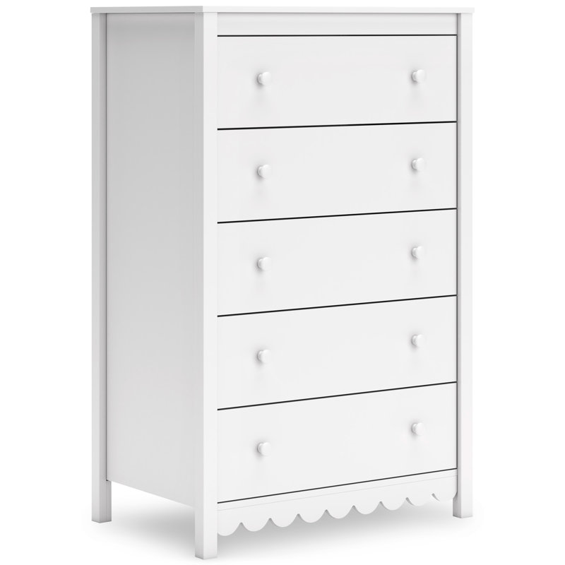 White Matte 5-Drawer Transitional Tall Dresser