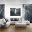 « sun rayons through the gray trees », reproduction de photo sur toile tendue-18436085