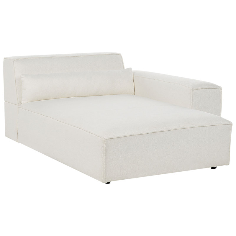 Netanya Upholstered Chaise Lounge, Right Hand Facing, White Boucle