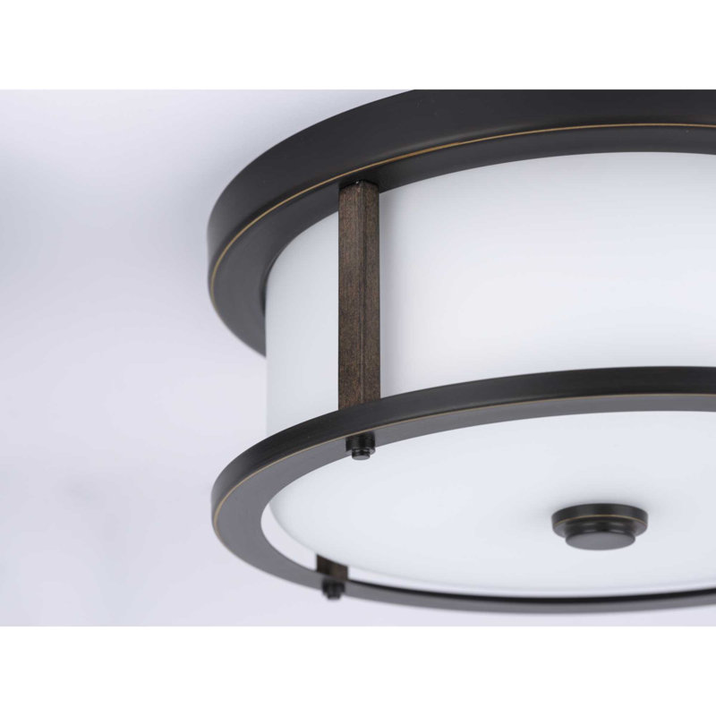 Plafonnier encastré simple 13 po 2 lumières Waddells, Bronze antique