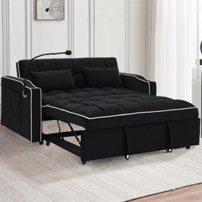 Pull Out Bed Counch,Modern Velvet Convertible Sleeper Sofa Bed For Small Space, Living Room