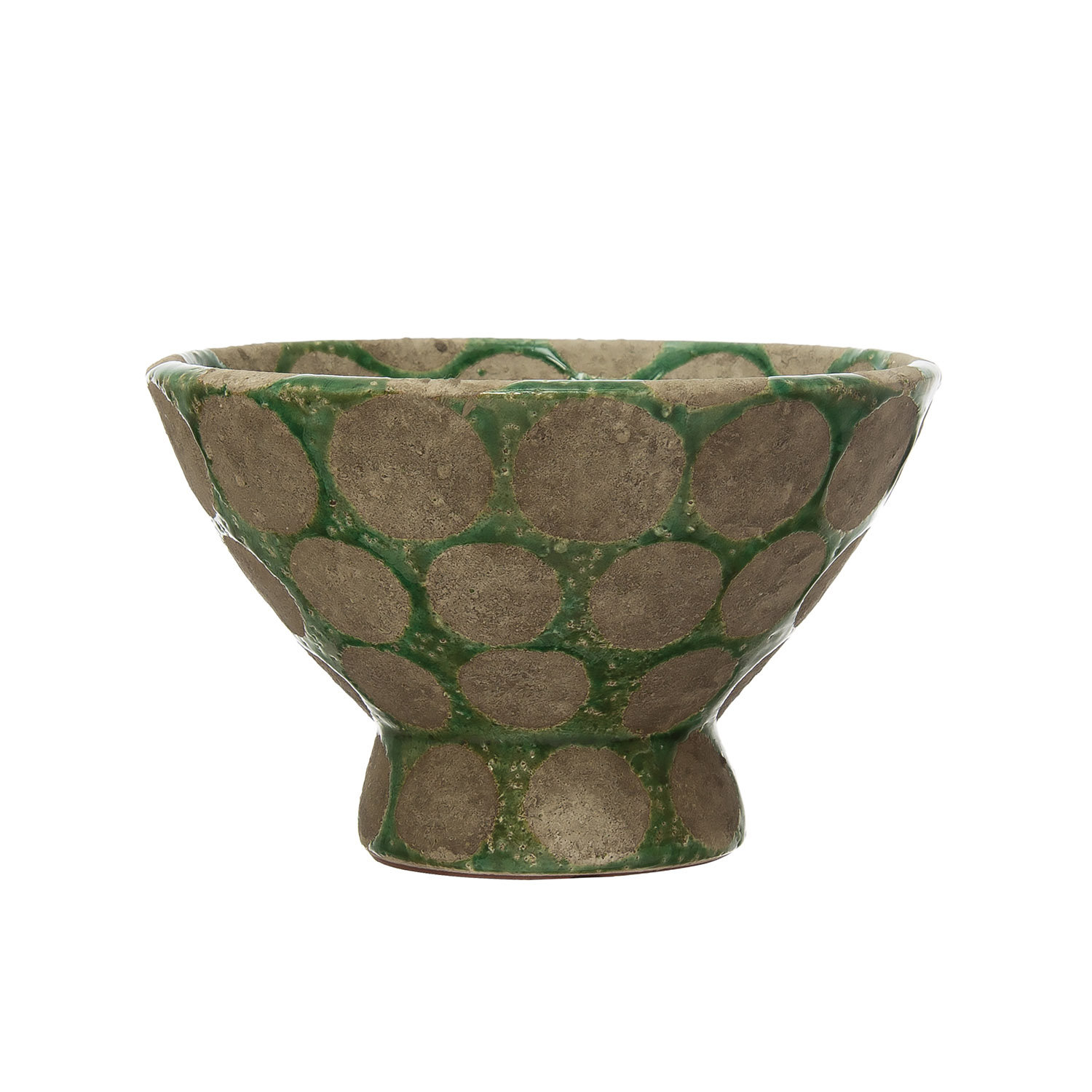 Dakota Fields Round Terracotta Footed Bowl with Wax Relief Dots | Wayfair