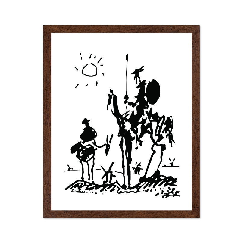 Pablo Picasso - Don Quichotte, H 18 po x l 24 po, Affiche, Encadrement brun