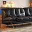 Canapé modulaire noir en cuir véritable-129159961