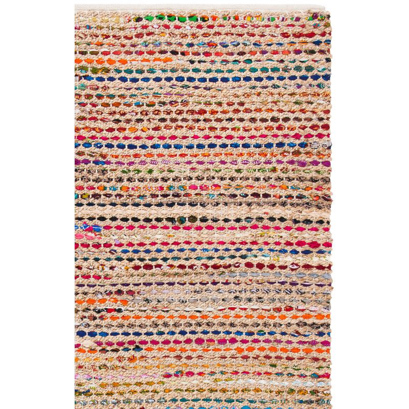 Tapis en jute / sisal multicolore tissé à plat à la main Herzig, Carré 6 pi